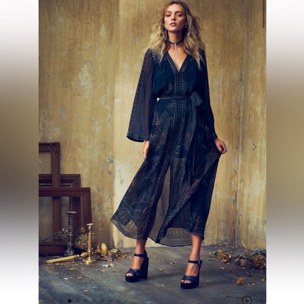 Camilla Paneled Semi Sheer Silk Maxi Dress Cobra King Black Luxury Embellished